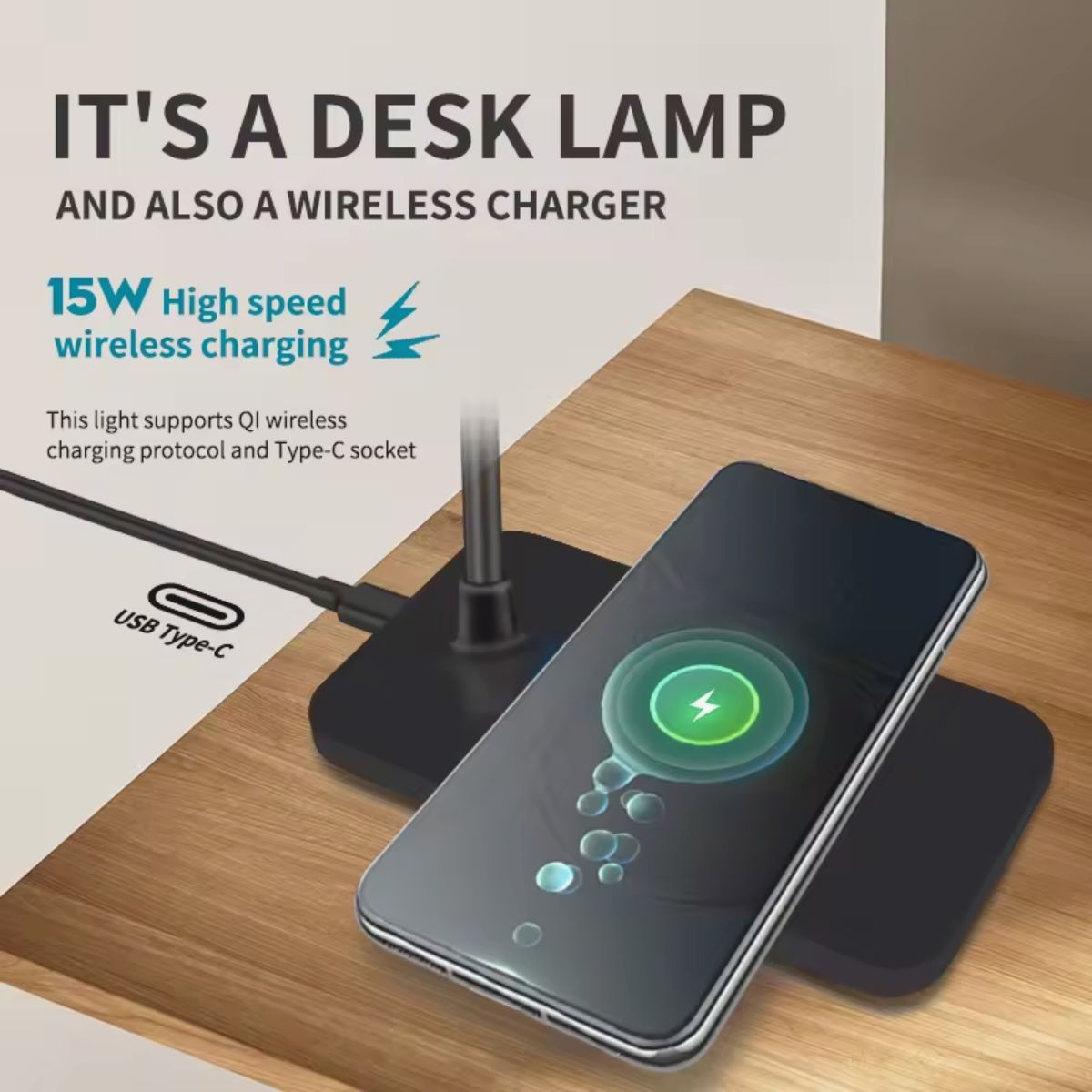 LED Desk Lamp with Wireless Charger